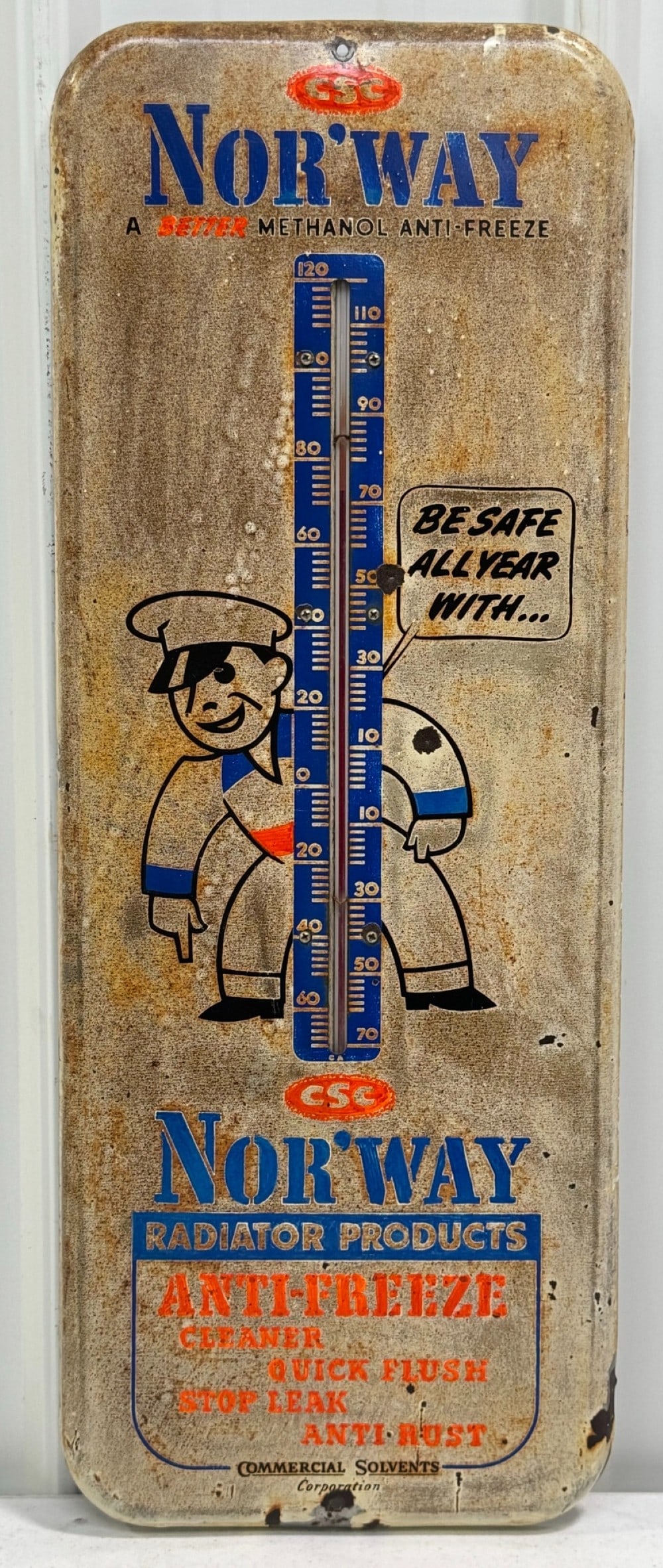 Vintage SST Norway Anti-Freeze Advertising Thermometer Sign (1 of 5)