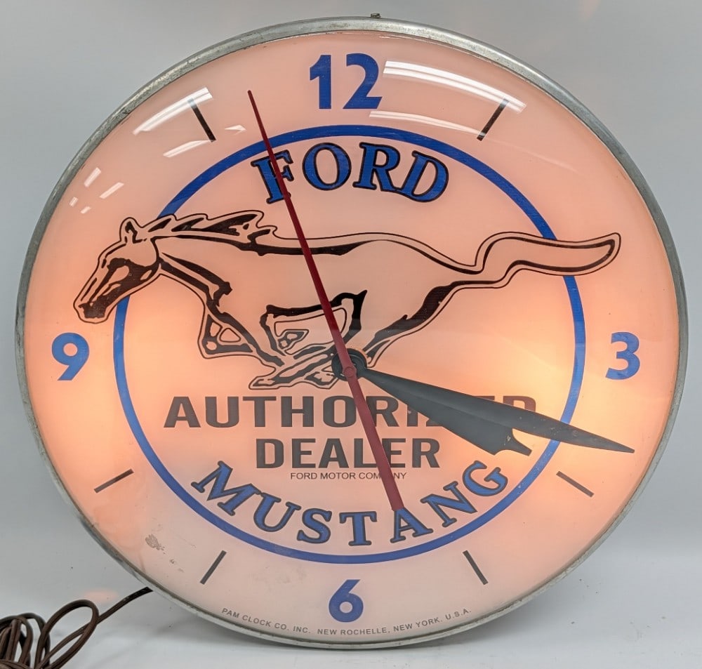 Custom Ford Mustang Lighted Advertising Clock (1 of 11)