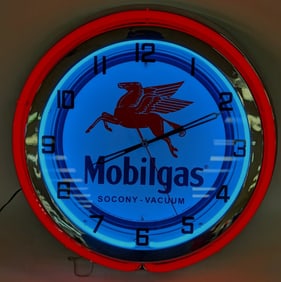 Mobilgas 2-Color Neon Wall Clock