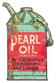 Vintage Pearl Oil Standard Oil of California Metal Advertising Sign
