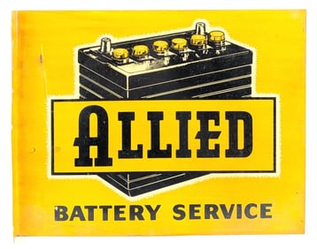 Allied Battery Service w/Image Metal Flange Sign