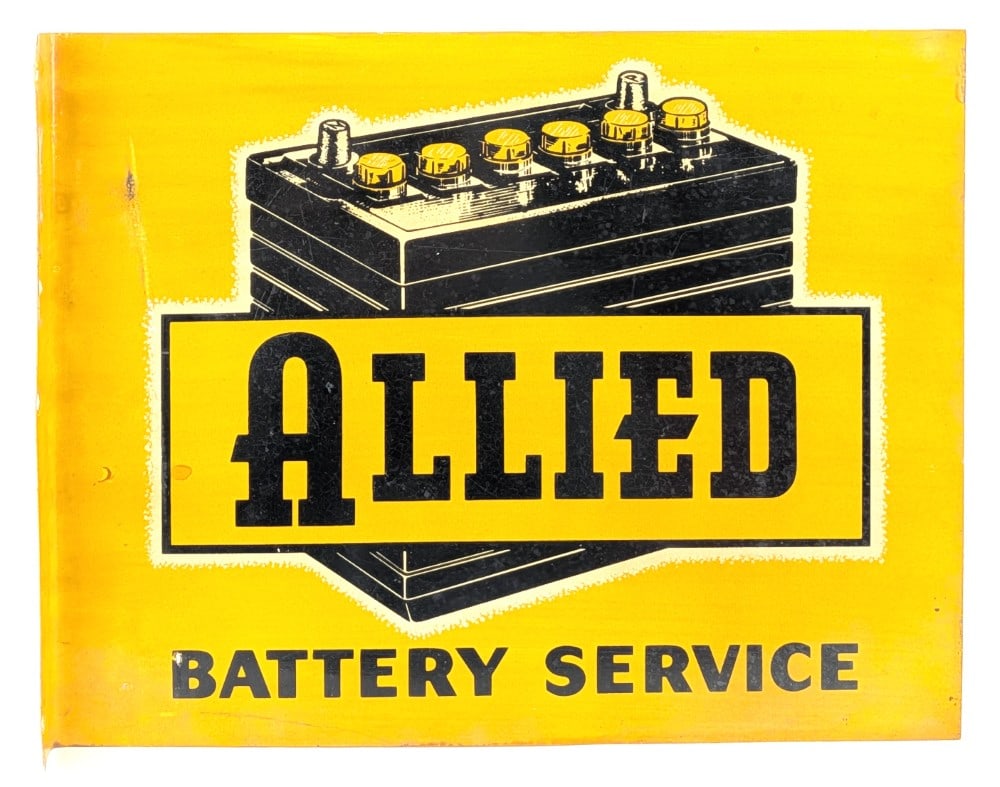 Allied Battery Service w/Image Metal Flange Sign (1 of 10)