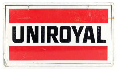 Vintage Double Sided Uniroyal Tires Metal Advertising Sign