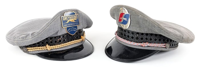 (2) Vintage Greyhound Lines Bus Driver Uniform Hats