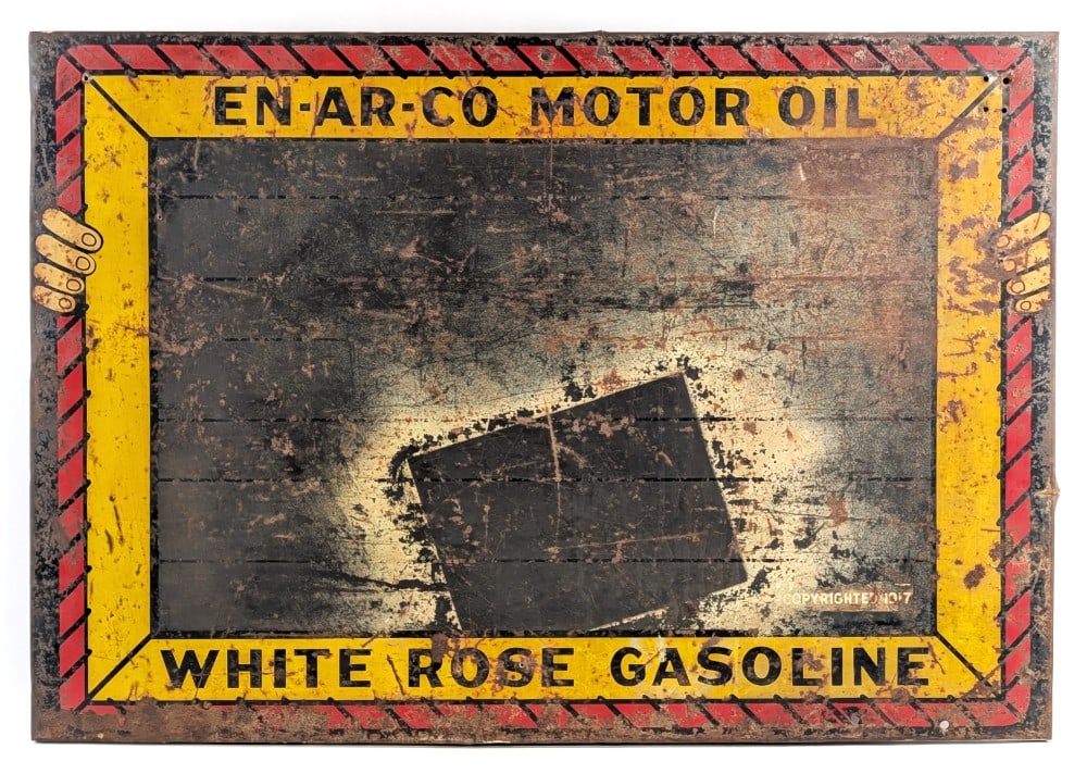 Vintage En-Ar-Co Motor Oil & White Rose Gasoline Chalkboard Sign (1 of 12)