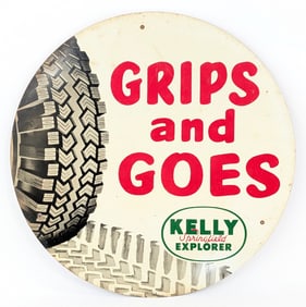 Vintage SST Kelly Explorer Grips and Goes Tire Insert Advertising Sign