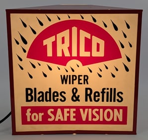 Vintage Trico Wiper Blades & Refills Lighted Advertising Sign