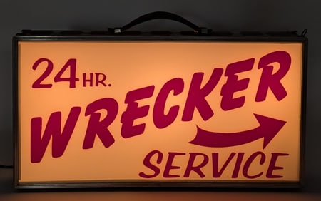 24 Hour Wrecker Service Lighted Sign
