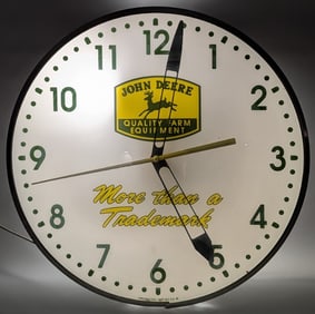1997 Yoder Clock Works John Deere Lighted Advertising Clock