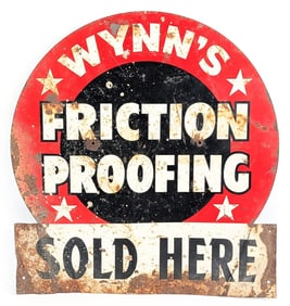 Vintage SST "Wynn's Friction Proofing Sold Here" Advertising Sign