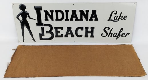 NOS Vintage SST Lake Shafer Indiana Beach Amusement Park Sign