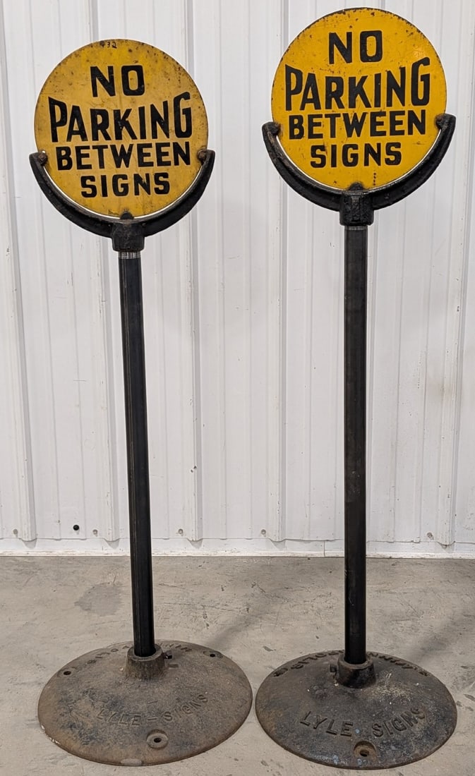2) Vintage DST "No Parking Between Signs" Curb Signs (1 of 9)