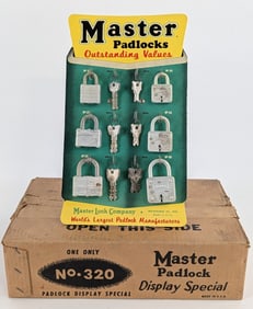 NOS Vintage Master Padlocks Store Display In Original Box