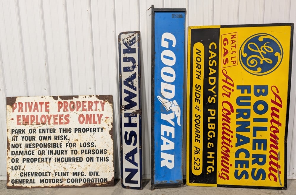 4) Large Vintage Advertising Signs / Goodyear / GE / Chevrolet / Nashwauk (1 of 17)