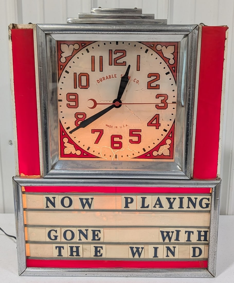 Vintage Durable Sign Co. Art Deco Lighted Advertising Clock (1 of 9)