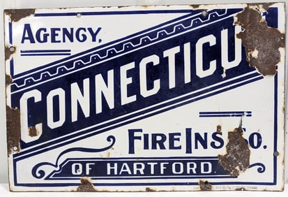 Vintage SSP Connecticut Fire Insurance Advertising Sign