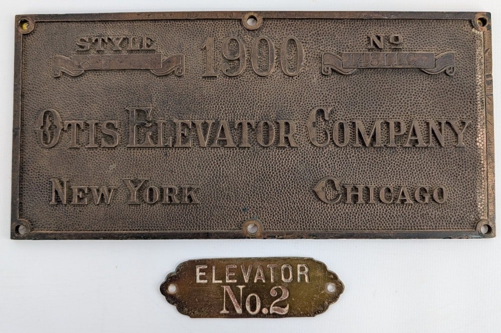 Early Brass Otis Elevator Company Tag Sign & More (1 of 5)
