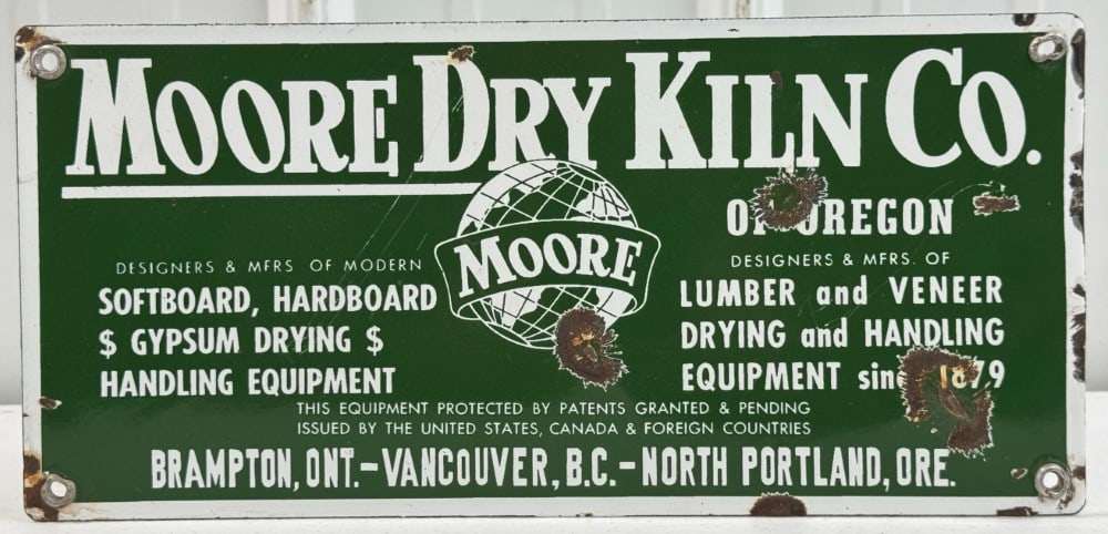 Vintage SSP Moore Dry Kiln Co. Advertising Sign w/ Globe Graphics (1 of 5)