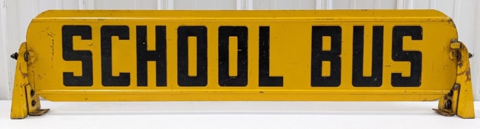 3-1/2ft Vintage School Bus Metal Topper Sign w/ Brackets