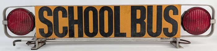 Large Vintage 2-Sided School Bus Metal Topper Sign