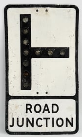 Vintage SST Embossed Road Junction Road Sign w/ Glass Reflectors