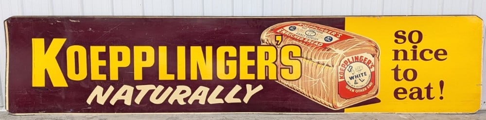 12ft Vintage Koepplinger's Old Fashioned Bread Masonite Advertising Sign (1 of 7)