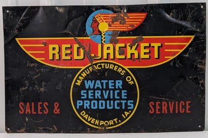 Vintage SST Red Jacket Water Products Sign w/ Native American Graphic