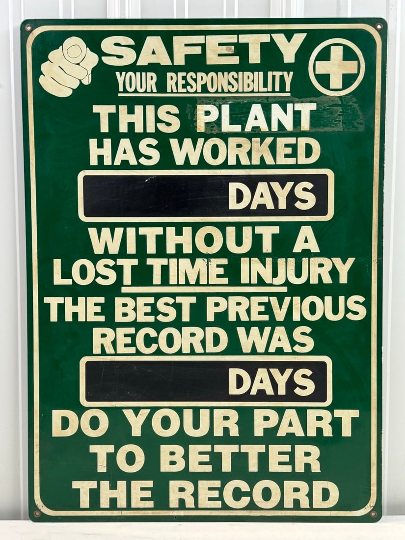 Vintage SST Safety Days Without Accident Plant / Factory Industrial Sign (1 of 5)