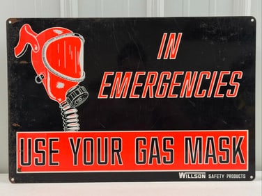 Vintage SST Willson Safety Products Gas Mask Sign