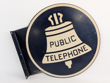 Vintage DST Bell Public Telephone Flange Sign