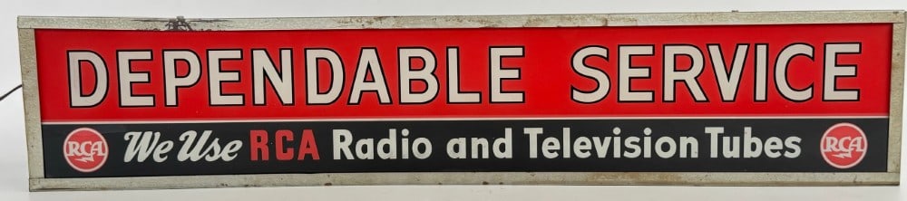 Large Vintage RCA Radio Tubes ROG Lighted Glass Sign (1 of 10)