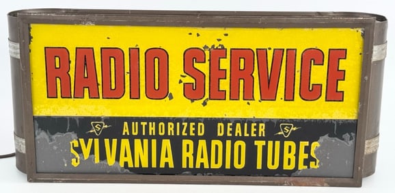 Vintage Sylvania Radio Tubes ROG Glass Lighted Countertop Sign