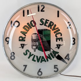 Vintage Sylvania Radio Service Radio Tube Lighted Advertising Clock