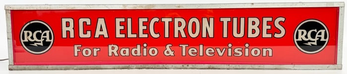 Large Vintage RCA Radio Electron Tubes ROG Glass Lighted Sign