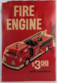 Vintage Texaco Gas Station Fire Engine Promotional Toy Advertising Sign