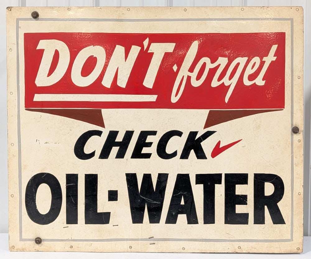 Vintage SST Don't Forget Check Oil & Water Sign (1 of 7)