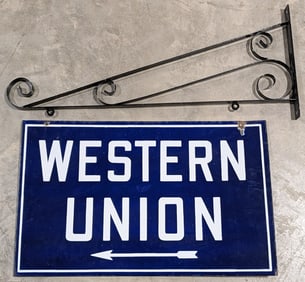 Vintage DSP Western Union Arrow Sign w/ Bracket
