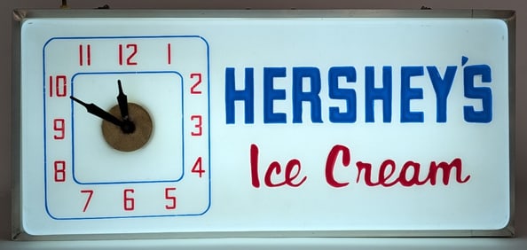 Vintage Hershey's Ice Cream Lighted Advertising Clock