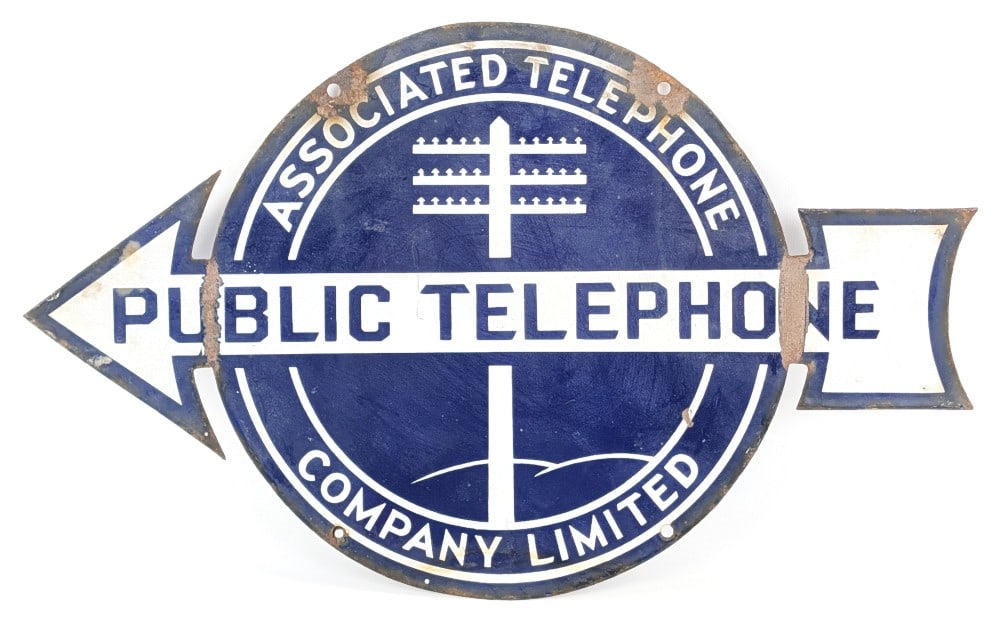Vintage DSP Public Telephone Arrow Advertising Sign (1 of 10)