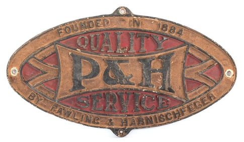 Cast Iron P&H Quality Service by Pawling & Harnischfeger Sign