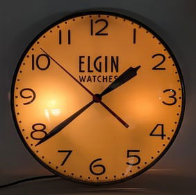 Vintage Elgin Watches Lighted Advertising PAM Clock