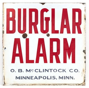 Vintage SSP Burglar Alarm O.B. McClintock Co. Minneapolis Minn. Sign
