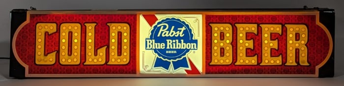 Vintage Pabst Blue Ribbon Cold Beer Lighted Advertising Sign