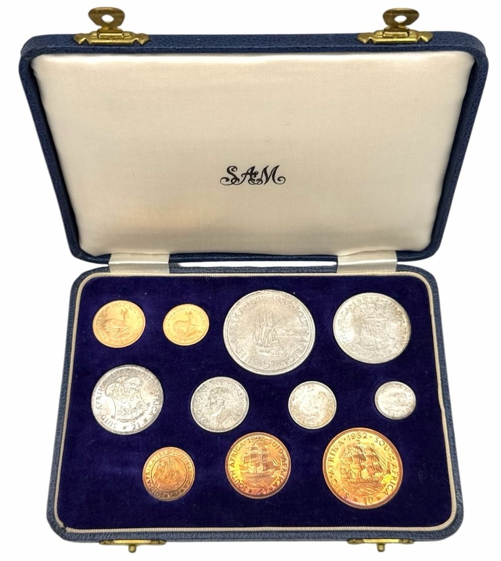 Rare 1952 George VI South Africa 11-Coin Proof Set With Gold Coins - 2