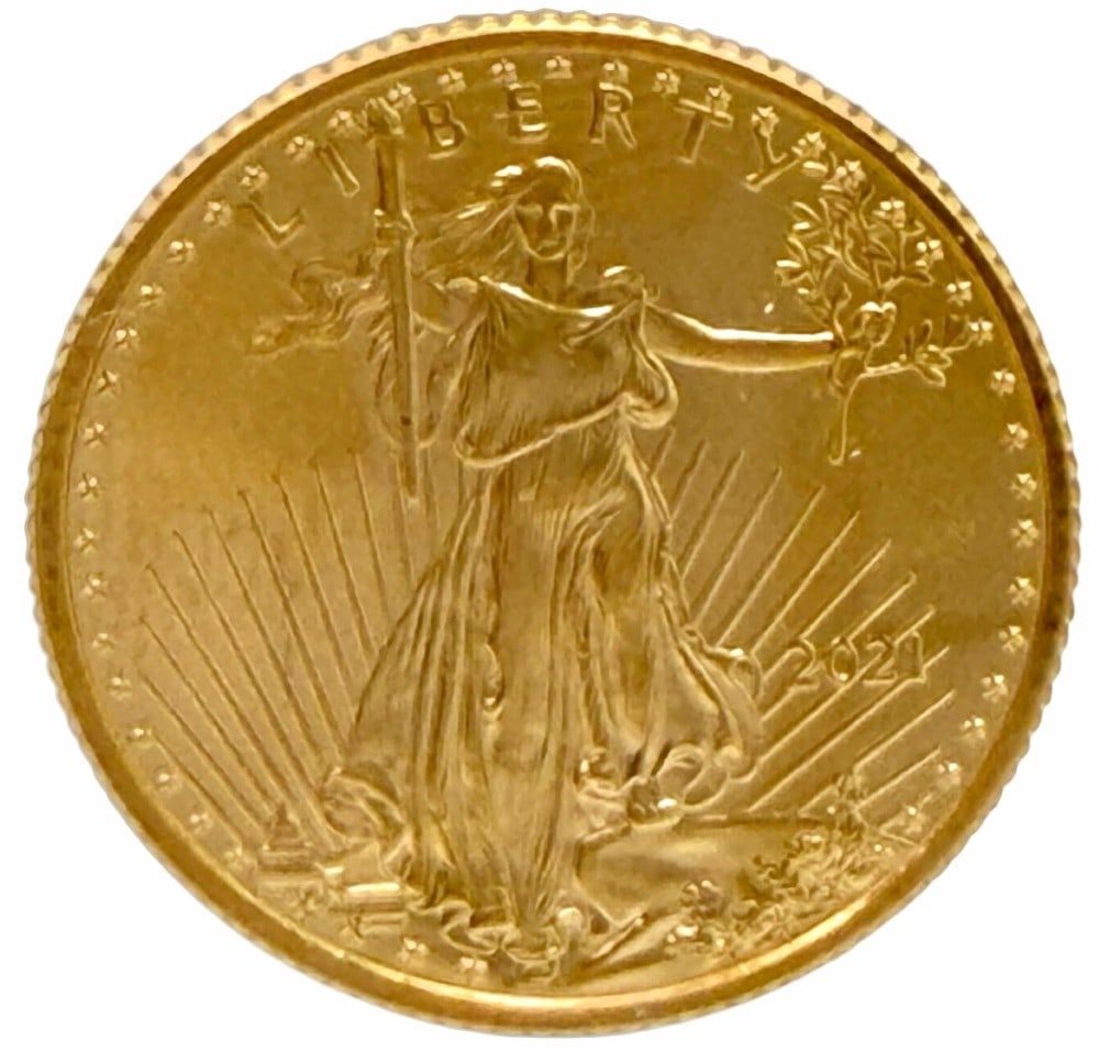2021 United States $10 American Eagle 1/4 Ounce Gold Coin (1 of 2)