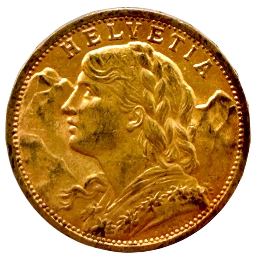 1905-B Swiss 20 Franc 90% Fine Gold Coin (1 of 2)