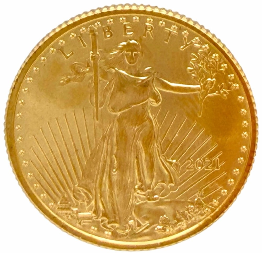 2021 United States $10 American Eagle 1/4 Ounce Gold Coin (1 of 2)