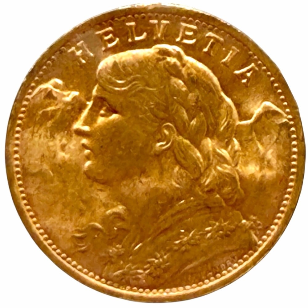 1935-B Swiss 20 Franc 90% Fine Gold Coin (1 of 2)