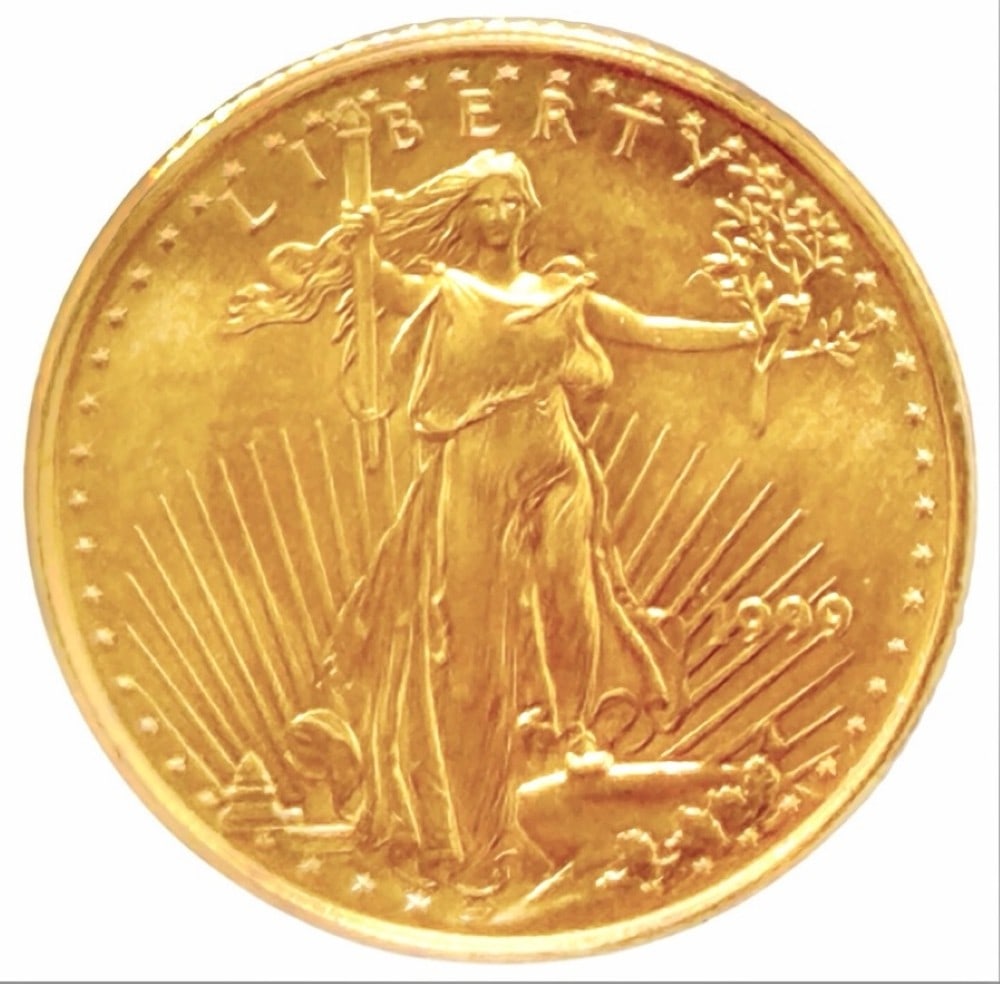 1999 United States $5 American Eagle 1/10th Ounce Gold Coin: 1999 United States $5 American Eagle 1/10th Ounce Gold Coin. The coin contains 1/10th troy ounce of pure gold.