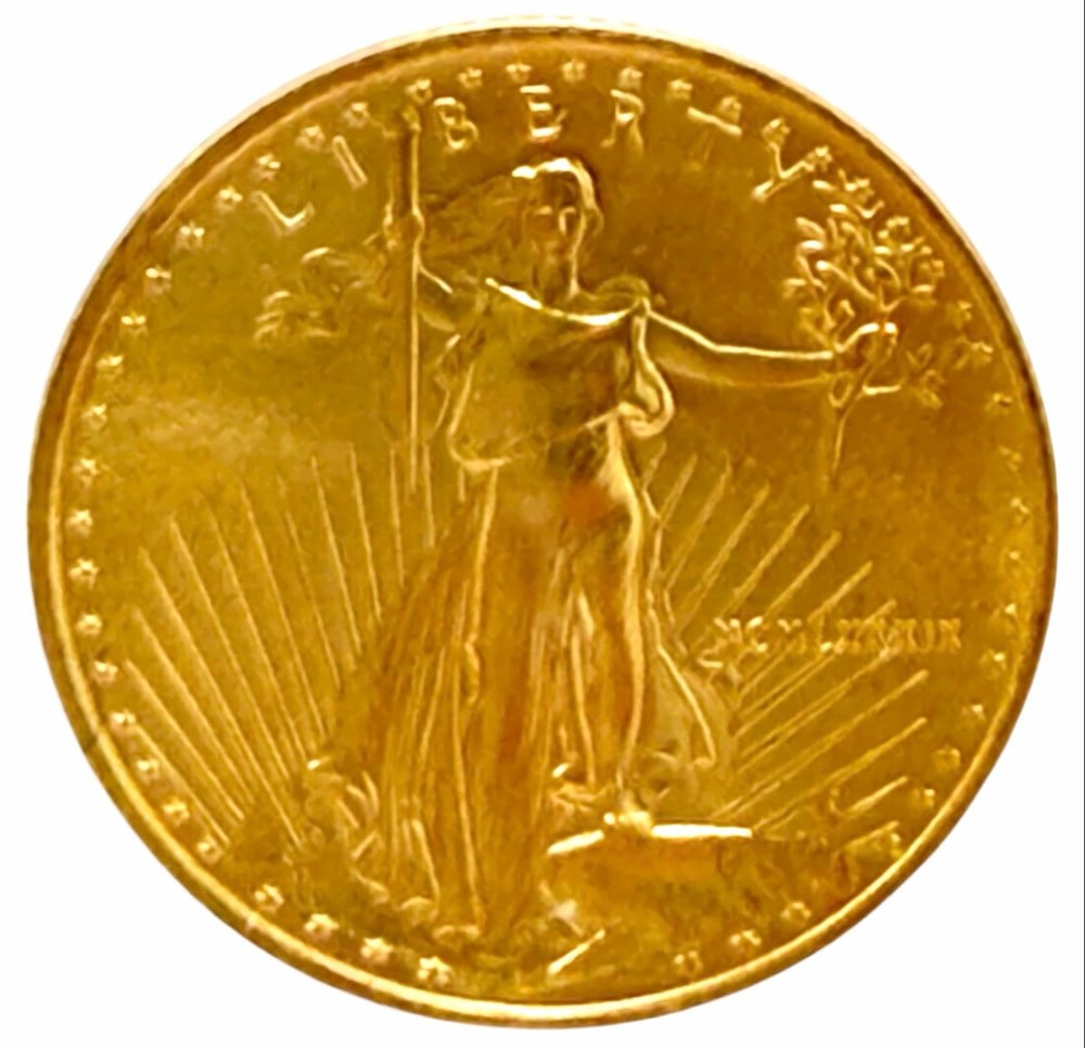 1989 $5 American Eagle 1/10th Ounce Gold Coin: 1989 $5 American Eagle 1/10th Ounce Gold Coin. Contains 1/10th ounce of fine gold. Great condition coin.
